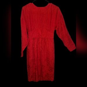 Silk Studio Vintage 100% Silk Red Long Sleeve Dress Size 8